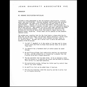 John Sharrett Associates, Inc. memoranda.