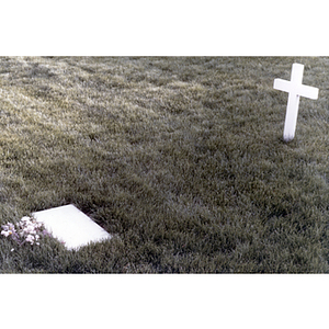 Gravesite with marker and cross
