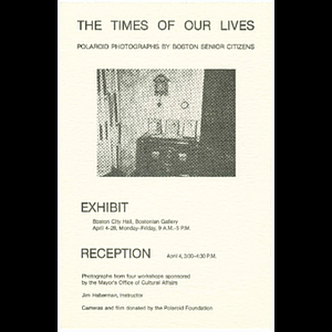 Flier for The Times of Our Lives exhibit