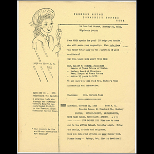 Flier advertising Freedom House Coffee Hour featuring Mrs. Elliot W. Bisree, President of the League of Women Voters of Boston