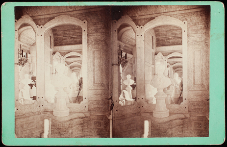 Illusion Gallery of Statuary. Interior of Laurel Glen Mausoleum. A magnificent private family Tomb, built at Cuttingsville, Vermont, by John P. Bowman, ESQ. "Memoria in Aeterna" Of a sainted wife and daughters. G. B. Croff, Architect