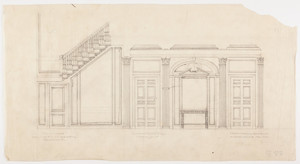 Hall evevation, stair, 1/2 inch scale, residence of F. K. Sturgis, "Faxon Lodge", Newport, R.I.