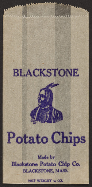 Bag for Blackstone Potato Chips, Blackstone Potato Chip Co., Blackstone, Mass., undated