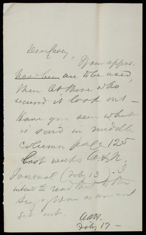 General A. A. Humphreys To Thomas Lincoln Casey, February 17, 1875 ...