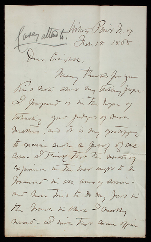 Henry L. Abbot to William P. Craighill, February 18, 1868