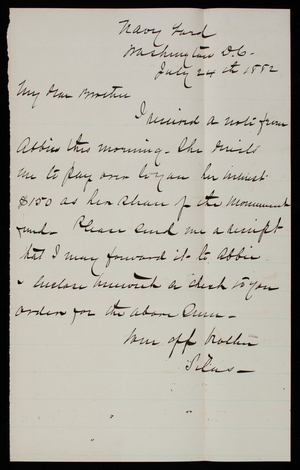 Admiral Silas Casey to Thomas Lincoln Casey, July 24, 1882
