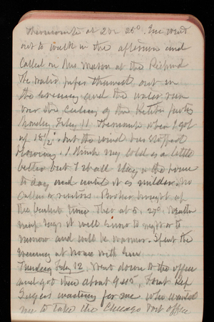 Thomas Lincoln Casey Notebook, November 1894-March 1895, 113, thermometer at 2 pm 25?. Em went