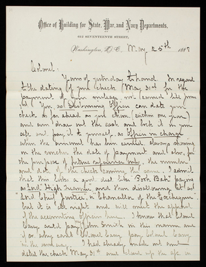Ed. Sutherland to Thomas Lincoln Casey, May 25, 1888