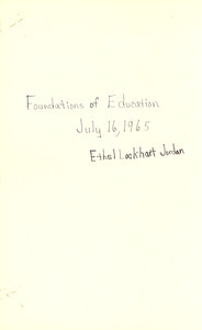 Student family histories: Jordan, Ethel Lockhart (Roberson, Brown, Whitefield)