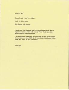 Memorandum from Mark H. McCormack to Barry Frank