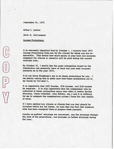 Memorandum from Mark H. McCormack to Arthur J. Lafave