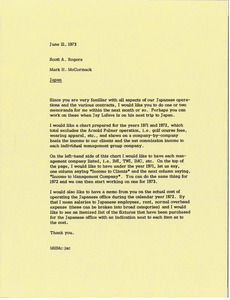 Memorandum from Mark H. McCormack to Scott A. Rogers