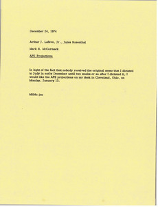 Memorandum from Mark H. McCormack to Arthur J. Lafave and Jules Rosenthal