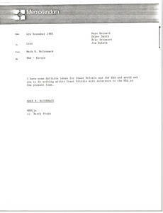 Memorandum from Mark H. McCormack concerning NBA