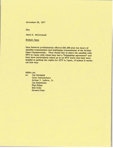 Memorandum from Mark H. McCormack to British Open file