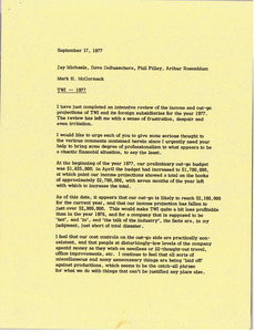 Memorandum from Mark H. McCormack to Jay Michaels, Dave DeBusschere, Phil Pilley and Arthur Rosenblum