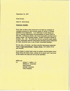 Memorandum from Mark H. McCormack to Russ Borger