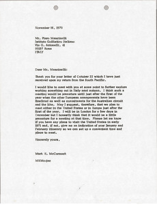 Letter from Mark H. McCormack to Piero Mancinelli