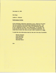 Memorandum from Judith A. Chilcote to Bob Happ