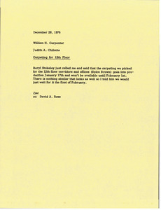 Memorandum from Judy A. Chilcote to William H. Carpenter