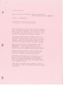 Memorandum from Mark H. McCormack to Barry Frank, Phil Pilley, Michael Halstead, Eric Drossart and Buzz Hornett