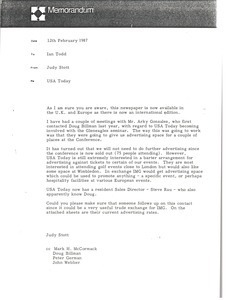 Memorandum from Judy Stott to Ian Todd