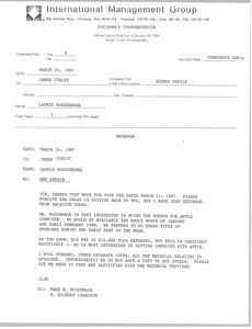 Fax from Laurie Roggenburk to James Curley