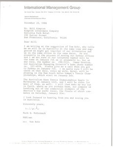 Letter from Mark H. McCormack to Bill Kimpton
