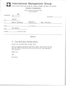 Fax from Ayn Robbins to Mark H. McCormack