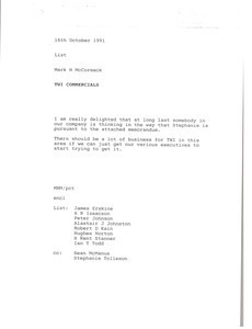 Memorandum from Mark H. McCormack to list