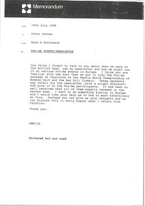 Memorandum from Mark H. McCormack to Peter German