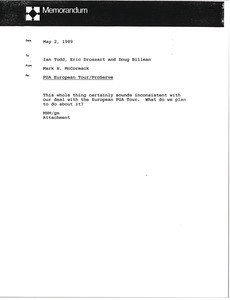 Memorandum from Mark H. McCormack to Ian Todd, Eric Drossart and Doug Billman