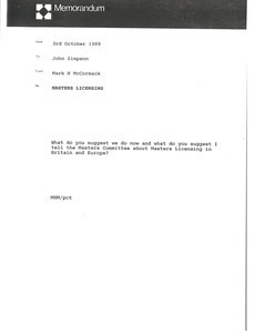 Memorandum from Mark H. McCormack to John Simpson