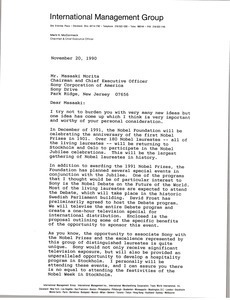 Letter from Mark H. McCormack to Masaaki Morita