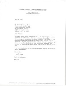 Letter from Mark H. McCormack to Patrick Foley