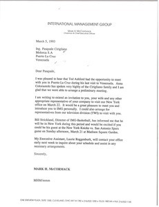 Letter from Mark H. McCormack to Pasquale Cirigliano