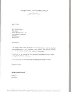 Letter from Mark H. McCormack to Jacques Heyer