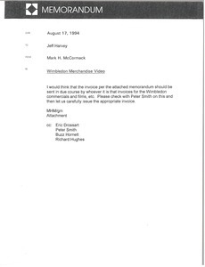 Memorandum from Mark H. McCormack to Jeff Harvey