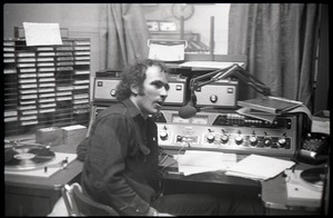 Informal portrait of Richard Safft in radio broadcast studio