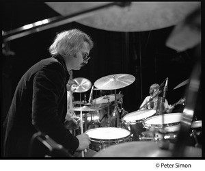 Grateful Dead in rehearsal on stage: Bill Kreutzman (drums)