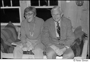 Ram Dass and dad at mum's: Phyllis and George Alpert seated together