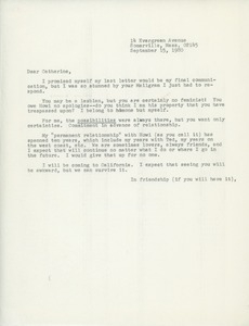 Letter from Judi Chamberlin to Catherine Kennedy-Jones