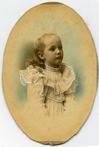 Elizabeth T. Channing: hand-colored studio portrait in frilled dress