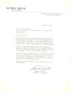 Letter from World Today, Inc. to W. E. B. Du Bois