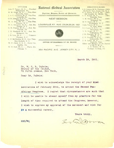 Letter from George E. Cannon to W. E. B. Du Bois