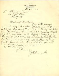 Letter from John A. Somerville to W. E. B. Du Bois