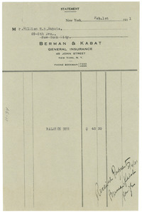 Invoice from Berman and Kabat Insurance Co.