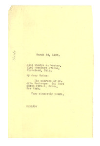 Letter from W. E. B. Du Bois to Gladys Lester