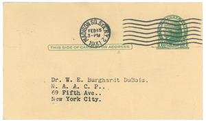 Postcard from The Civic Club to W. E. B. Du Bois