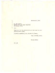 Letter from W. E. B. Du Bois to Korean National Peace Committee
